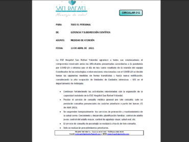 Circular 012 medidas de cuidado 2021
