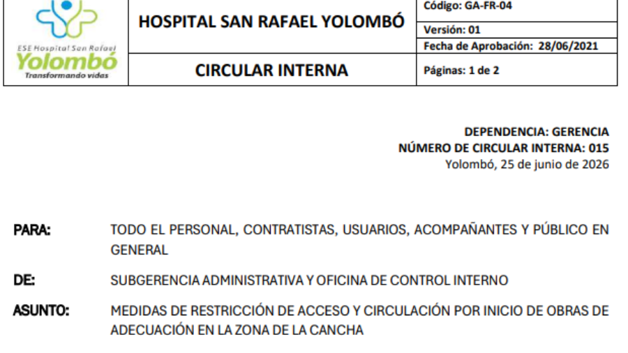 015 CIRCULACION PLACA DEPORTIVA_NÚMERO DE CIRCULAR INTERNA_015